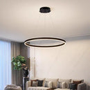 Nordic Circle Aluminum Chandelier Luminous Cream Style for Living Room Bedroom by Axyaa