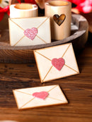 Wooden Envelope Ornaments with Pink Hearts by Axyaa: Valentine's & Wedding Decor