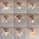 Axyaa Ceramic Canopy LED Ceiling Lamp Glass Copper Luminaria De Teto