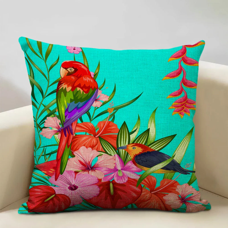Axyaa African Parrot Flamingo Cushion Set for Home Decor & Comfort
