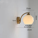 Axyaa Milky Glass Ball LED Wall Sconce, Nordic Modern Iron Bedroom Living Room Light