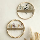 Axyaa Wooden Bead Hemp Rope Wall Hanging, Minimalist Homestay Bedroom Decor