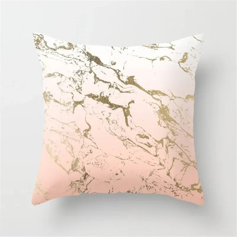Pink Glitter Letter Flower Geometric Cushion Cover by Axyaa