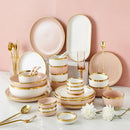 Axya Porcelain Dinner Plate Set with Gold Rim, Kitchen Ceramics Food Dishes