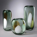 Axyaa Green Dried Flower Glass Vase, Colorful Fresh Flower Straight Tube Decoration