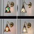 Axyaa Green Vintage LED Wall Lights with Copper Knob Switch