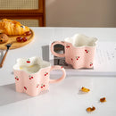 Axya Cherry Print Ceramic Mug: Irregular Flower Shapes, Kids Milk Cup, Birthday Gift