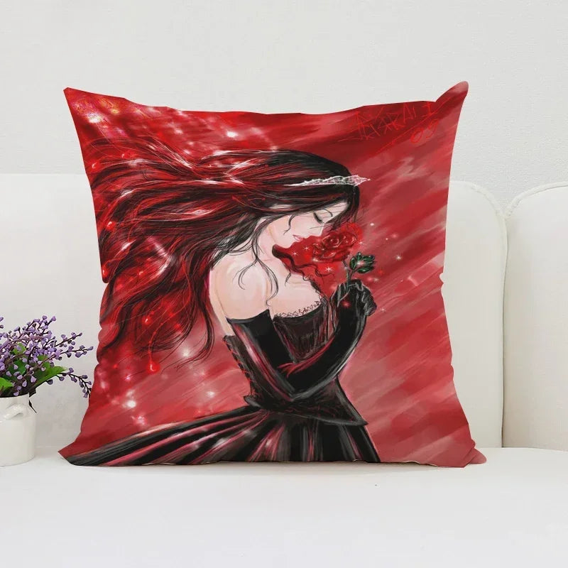 Axyaa Rose Print Pillow Cover - Romantic Home Decor & Gift