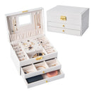 Axyaa 3-Layer Jewelry Organizer Box for Earrings, Rings, Necklaces - Mirror & Exquisite Gift