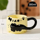 Axyaa Animal Stacked Cups Mug Set - Ceramic Coffee Latte Milk Cute Cat Design