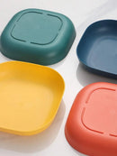 Axyaa Square Plastic Dessert Plates Set of 4, Durable Tableware for Camping & Picnics
