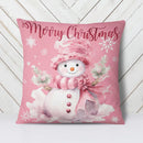 Axyaa Christmas Pink Throw Pillow Cover for Home Decoration & Holiday Gift