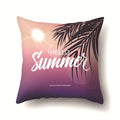Axyaa Summer Coconut Tree Beach Sun Scene Pillow Cover 45x45cm