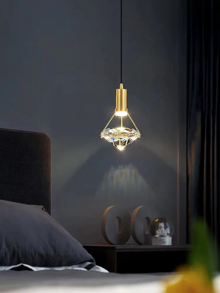 Axya Diamond Crystal Pendant Light for Luxe Decor in Restaurant Bedroom.