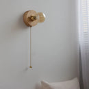 Axyaa LED Wall Lamp 220v Pull Chain Switch Ash Wood Stair Lighting Fixtures