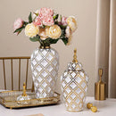 Axyaa Ceramic Vase: Electroplated Tall General Storage Jar Ornaments