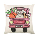 Axyaa Easter Bunny Eggs Pillowcase - 45x45cm Linen Sofa Cushion Cover