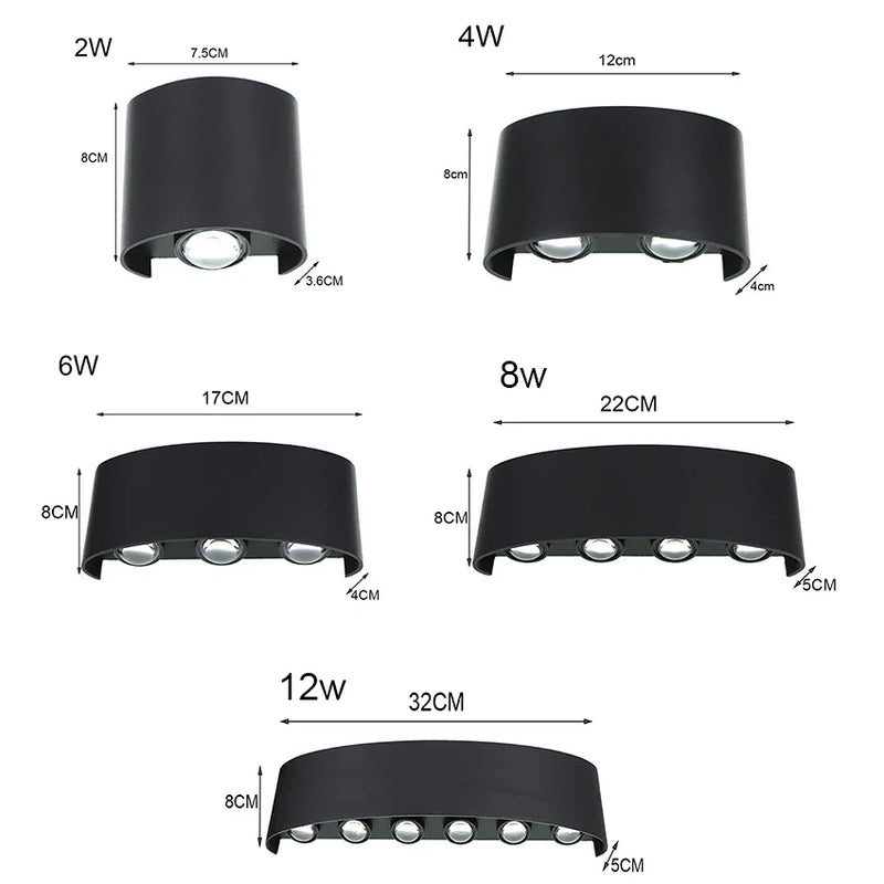 Axyaa Waterproof Outdoor LED Wall Lamp - Aluminum Up Down Wall Light