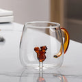 Axyaa Glass Handle Cartoon Animal Mug - High Borosilicate Juice Cup