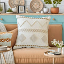 Axyaa Bohemian Circle Jacquard Embroidery Pillow Covers - 45X45 Linen Cotton Decor