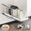 Axyaa Sliding Pot Lid Holder Rack Adjustable Under Cabinet Organizer Shelf