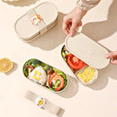 Axyaa Double Layer Microwave Lunch Box with Dividers - Portable Bento Box