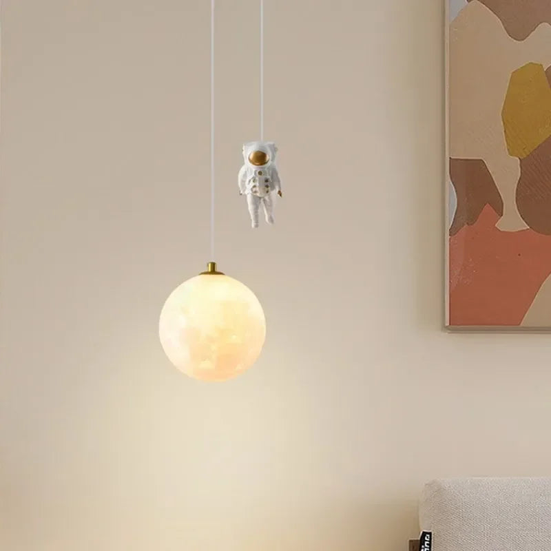 Axyaa Astronaut Moon LED Pendant Light for Children's Room & Study