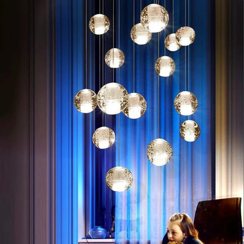 Axyaa Crystal Ball Chandelier for Staircase and Hallway