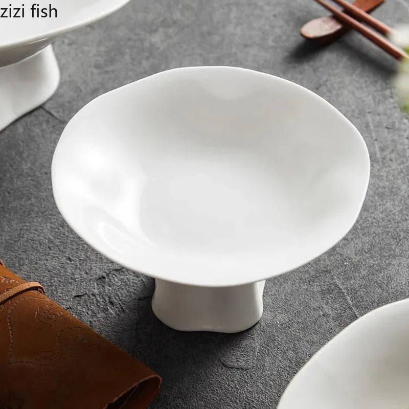 Axya Flower Ceramic Dessert Plate Set for Molecular Cuisine Display