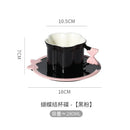 Axyaa Ceramic Bow Coffee Cup and Saucer Set, Pink Flower Tea Cup, Elegant Design
