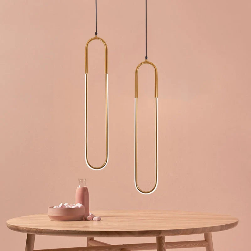 Axyaa Nordic LED U-shaped Bar Chandelier for Modern Minimalist Living Spaces