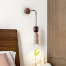 Axyaa Nordic LED Wall Lamp with Pull Chain Switch in Yellow Travertine