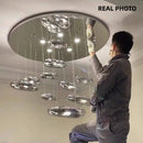 Axyaa Chrome LED Ceiling Chandelier: Modern Luxury Cobblestone Pendant Lights for Living Room