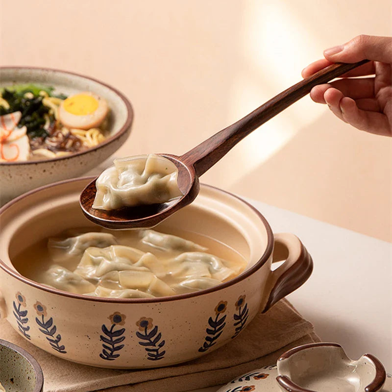 Axyaa Bamboo Ramen Spoon Serving Ladle - Japanese Style Cooking Utensil