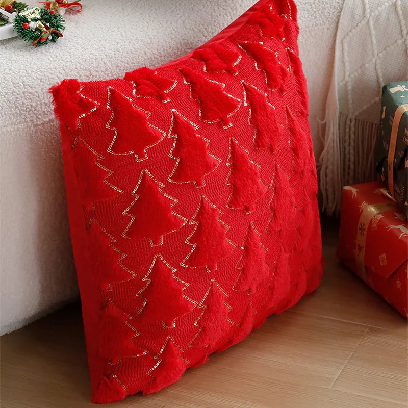 Axyaa Plush Christmas Pillow Cover 45x45cm for Home Sofa Decor