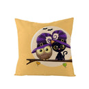 Axyaa Halloween Pillow Cover 45x45 - Pumpkin Owl Cat Spider Sofa Cushion Decor