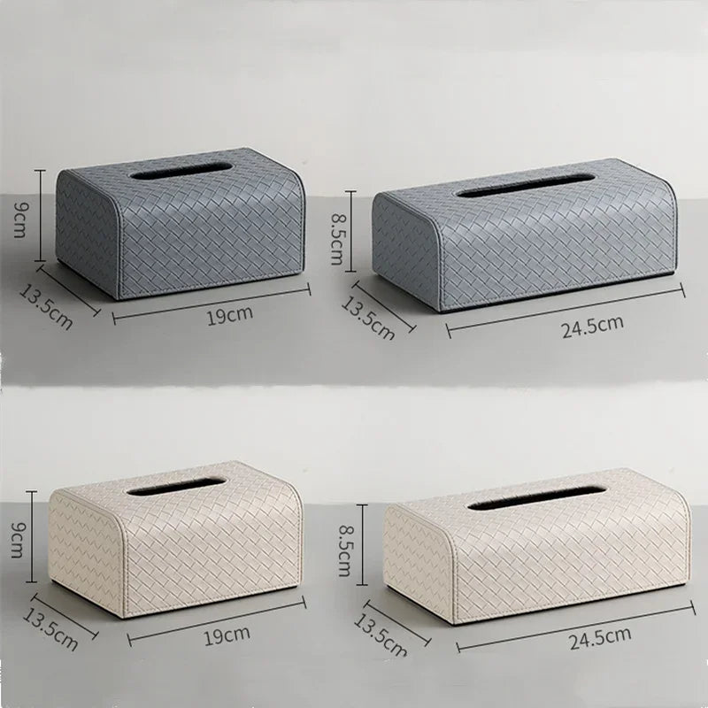 Axya Woven Grid Leather Tissue Box - Home Decor Essential