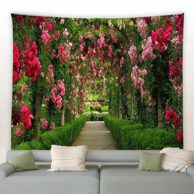 Axyaa Romantic Floral Garden Tapestry for Living Room Dorm Aesthetics