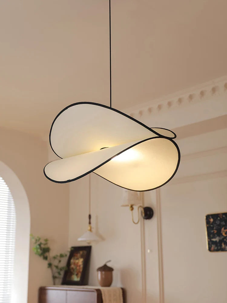 Axyaa Wabi-Sabi Fabric Lamp, French Retro Cream Bedroom Chandelier
