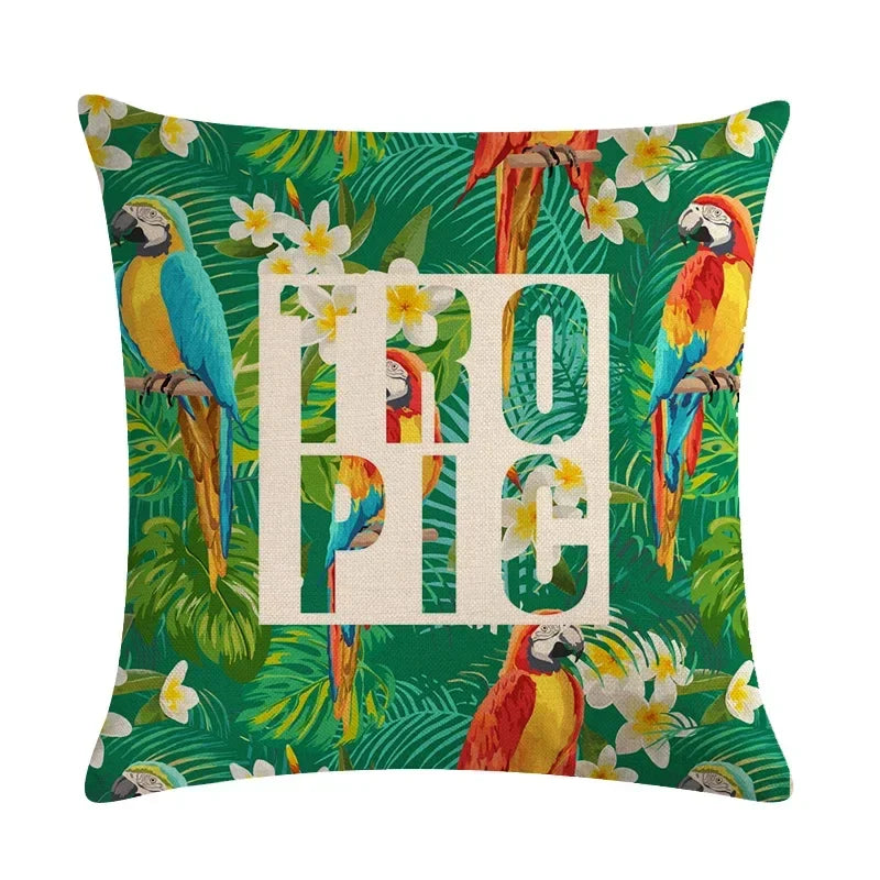 Retro Parrot Oil Painting Pillow Cover for Home Decor by Axyaa