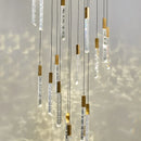 Axyaa Luxury K9 Crystal Chrome LED Chandelier for Living Room Stair Loft Kitchen Hotel
