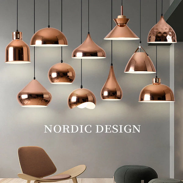 Axyaa Nordic Rose Gold Pendant Lights E27 for Dining, Kitchen & Bar Decor