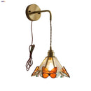 Axyaa Tiffany Butterfly Glass LED Wall Light Fixture for Home Decor and Adjustable Lighting