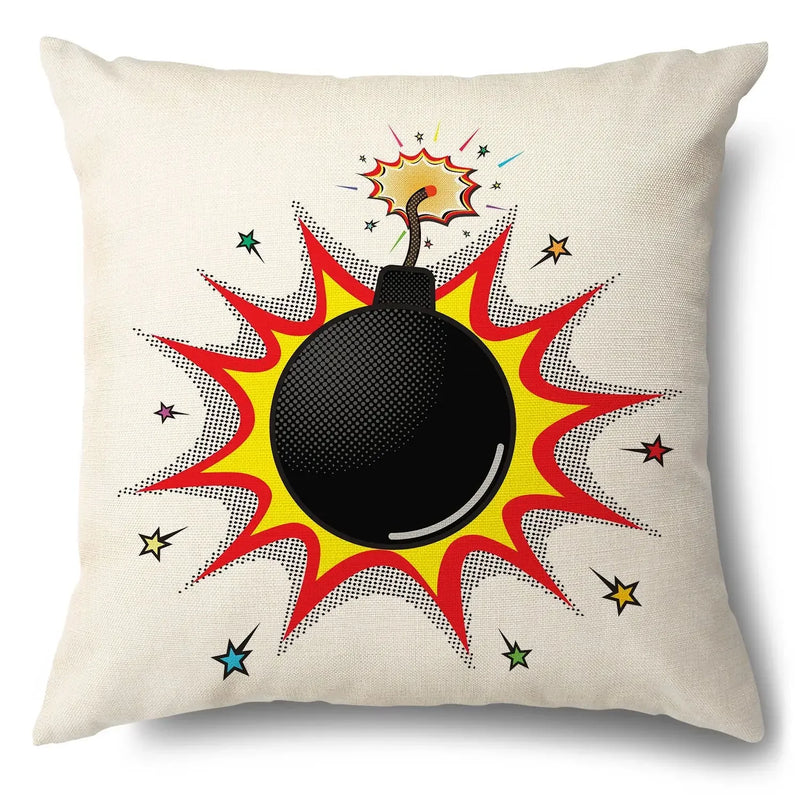 Axyaa Soft Plush POP Comic Portrait Cushion Cover - Home Decor Pillowcase