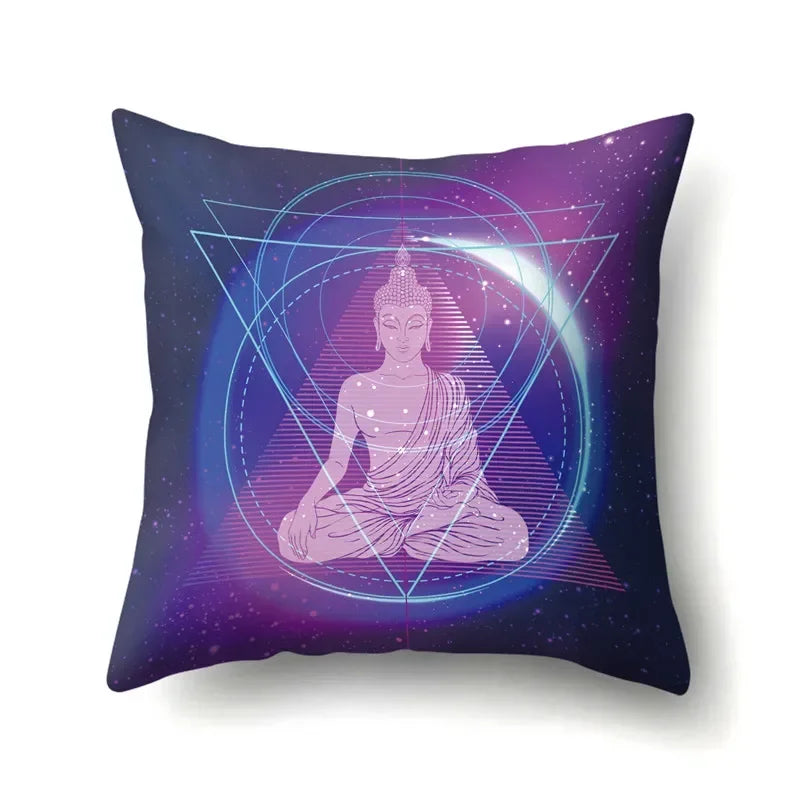 Axyaa Cartoon Eye Pattern Plush Cushion Cover 45x45cm Buddha Head Pillow Cover