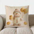 Axyaa Snowman Balloons & Gift Pillow Cover for Sofa, Bedroom, Car