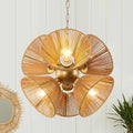 Axyaa 6-Light Rattan Chandelier for Dining Kitchen Island Bedroom