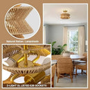 Axyaa Woven Rattan Ceiling Chandelier Light Fixture for Home Décor
