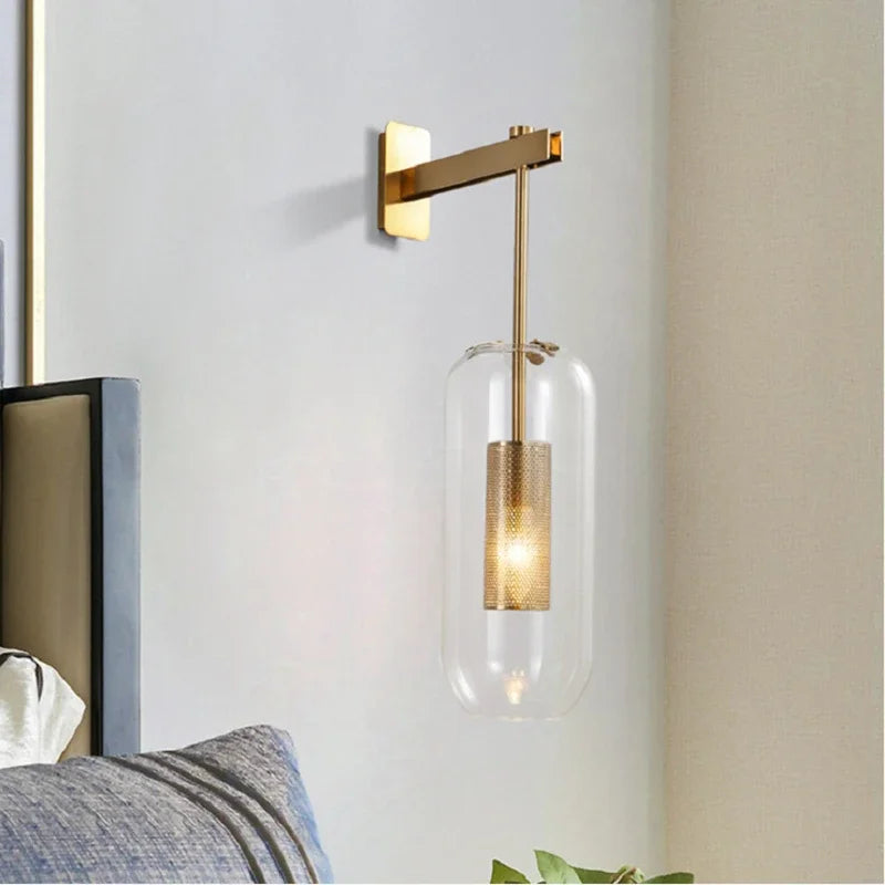 Nordic Golden Glass Wall Sconce Lights Axyaa Luminaire for Home Decor