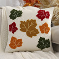 Axyaa Halloween Velvet Embroidered Maple Leaf Pumpkin Decorative Pillowcase